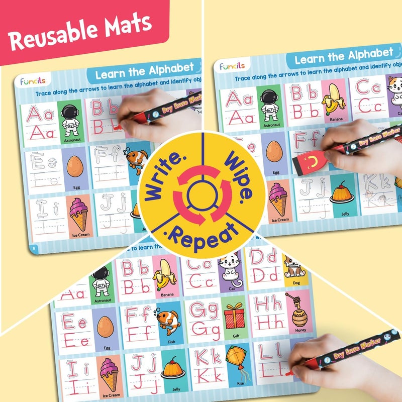 Funcils Learn to Write for Kids - Educational Toys & Games, Preschool & Kindergarten Learning Activities, Writing Practice Book, Birthday Gifts for Girls and Boys for Ages 3, 4, 5, 6 Year Old - Image 5